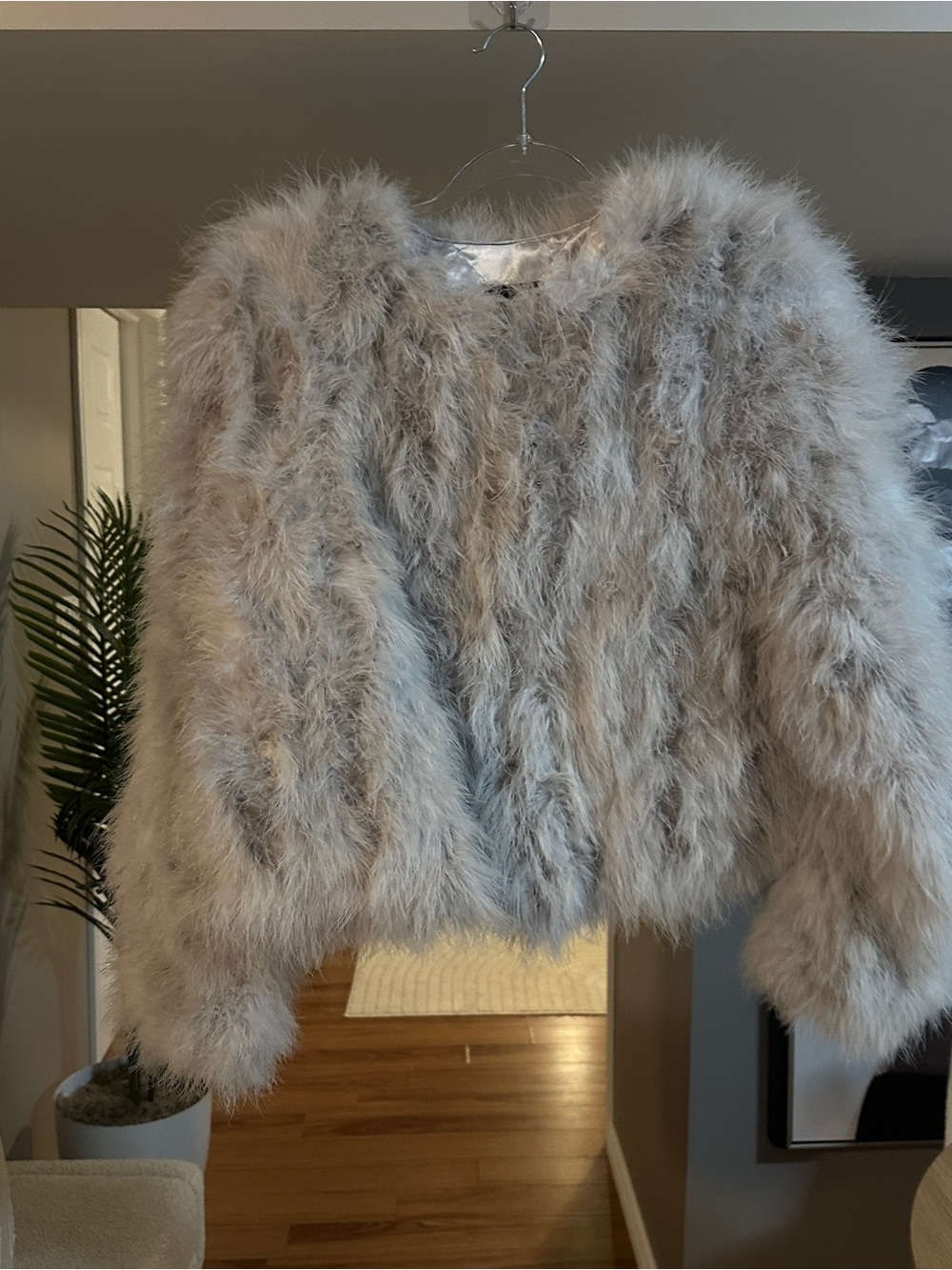 Lamarque Deora Plush Faux Fur Jacket in Light Grey